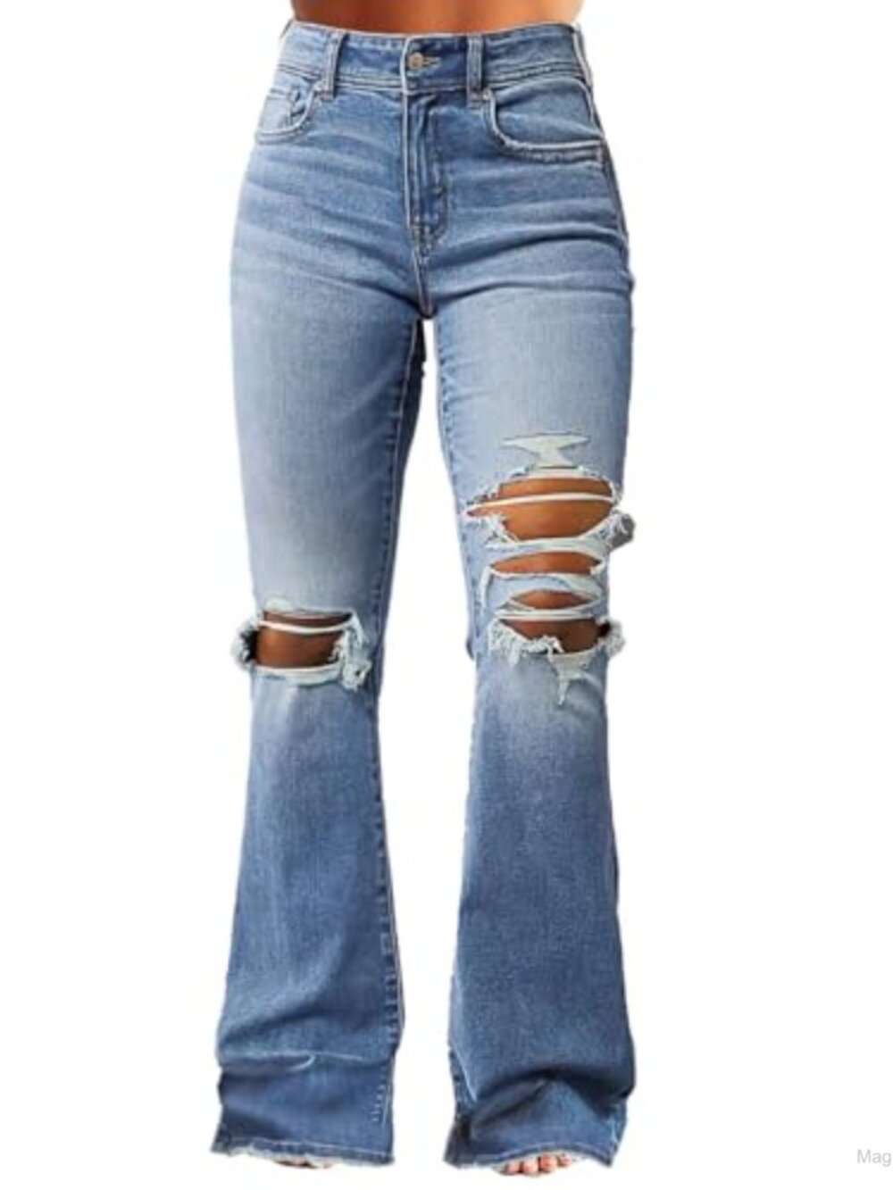 Women's Flare Jeans Ripped Distressed Bootcut Ultra-Stretchy Denim